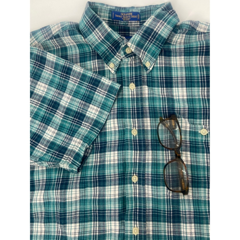 Men's Pendleton Oceanside Plaid Short Sleeve Button Down Shirt Size‎ Lrg